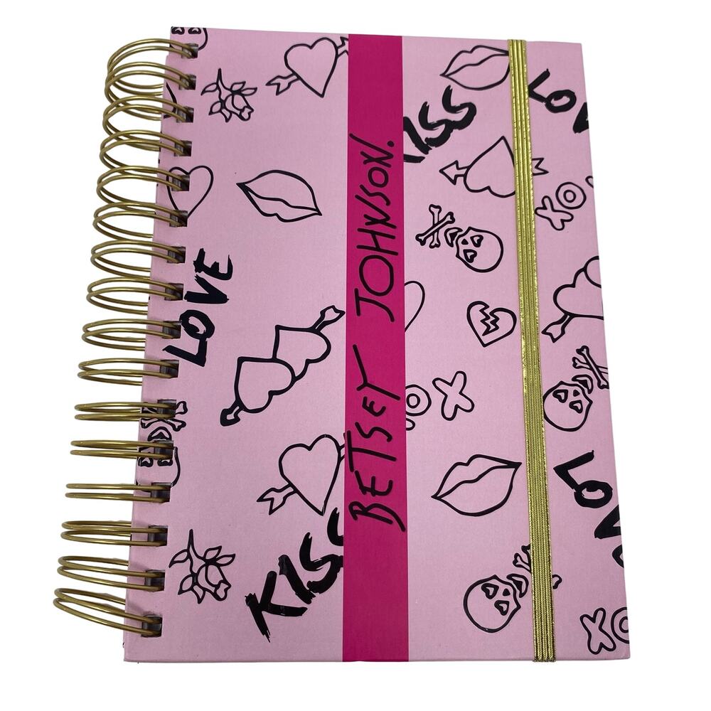 BETSEY JOHNSON XOXO Love Kiss Hearts Pink Spiral Notebook Journal 8 X 6 New